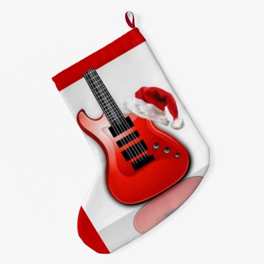 santas guitar kerstmis grote kerstsok (Achterkant (Hangend))