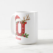 Santa's hat Monogrogram initial U merry Christmas  Koffiemok (Voorkant links)