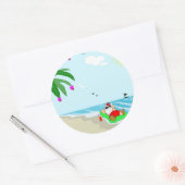 Santa's Hawaïaanse Kerststickers Ronde Sticker (Envelop)