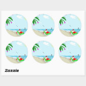 Santa's Hawaïaanse Kerststickers Ronde Sticker (Vel)