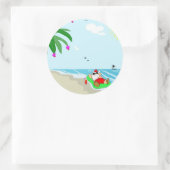 Santa's Hawaïaanse Kerststickers Ronde Sticker (Tas)