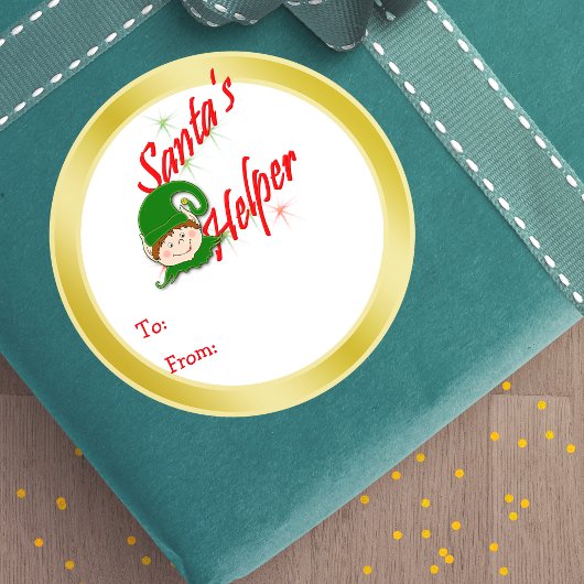 Santa's Helper Christmas Elf Whimsical Gift Labels