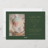 Santa's Helper Christmas Green Birth Announcement Feestdagenkaart (Achterkant)