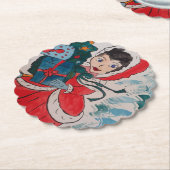 Santa's Helper Christmas Paper Onderzetter (Gekanteld)