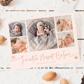 Santa's Helper Christmas Peach Birth Announcement Feestdagenkaart