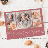 Santa's Helper Christmas Pink Birth Announcement Feestdagenkaart