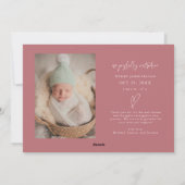 Santa's Helper Christmas Pink Birth Announcement Feestdagenkaart (Achterkant)