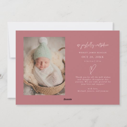 Santa's Helper Christmas Pink Birth Announcement Feestdagenkaart (Achterkant)