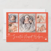 Santa's Helper Christmas Red Birth Announcement Feestdagenkaart (Voorkant)