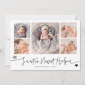 Santa's Helper Christmas White Birth Announcement Feestdagenkaart (Voorkant)