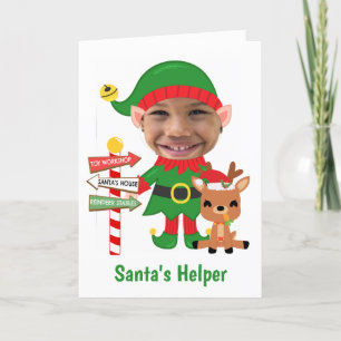 Santas Helper Cute Photo Kerstmis Feestdagen Kaart