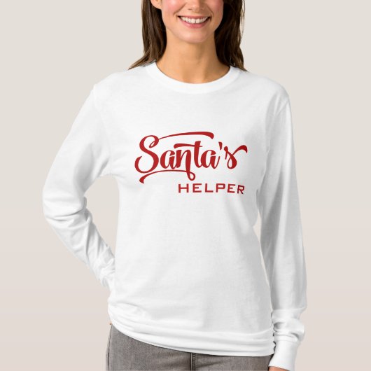 Santa's Helper Feestelijke Vakantie Typografie T-shirt (Voorkant)