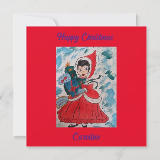 Santa's Helper Flat Christmas-Kaart Kaart (Voorkant)