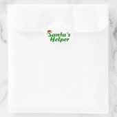 Santas Helper Green Ronde Sticker (Tas)