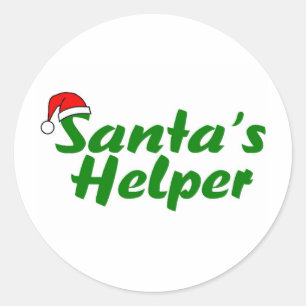 Santas Helper Green Ronde Sticker