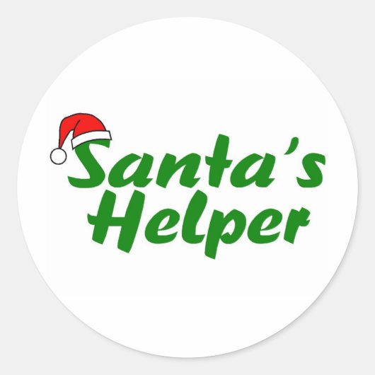 Santas Helper Green Ronde Sticker (Voorkant)