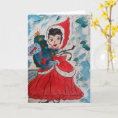 Santa's Helper Kerst Kaart (Gele Bloem)