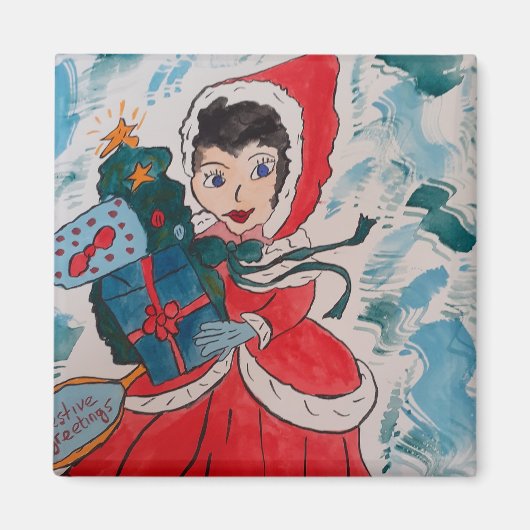 Santa's Helper Kerstmagneet Magneet (Voorkant)