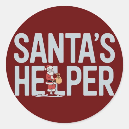 Santa's Helper Kerstmis Ronde Sticker (Voorkant)