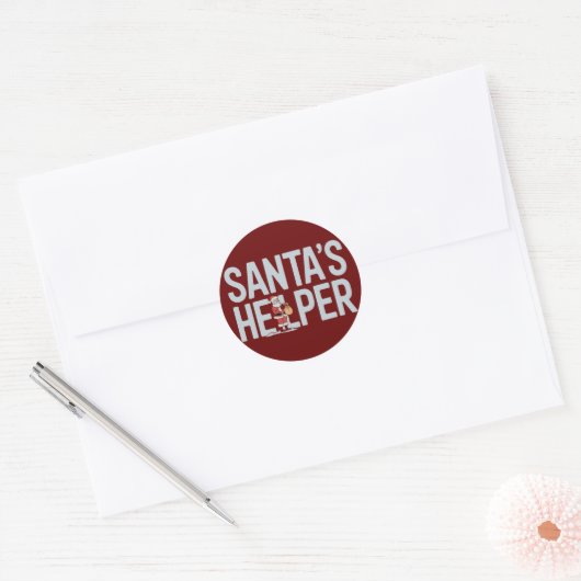 Santa's Helper Kerstmis Ronde Sticker (Envelop)