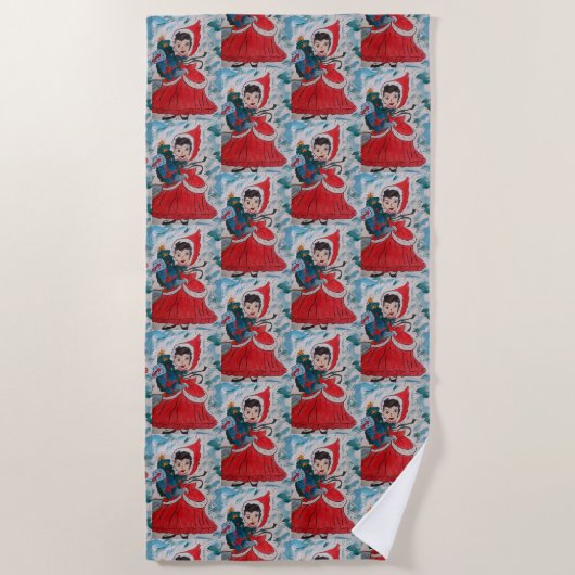 Santa's Helper Kerstmis Strandlaken (Voorkant)