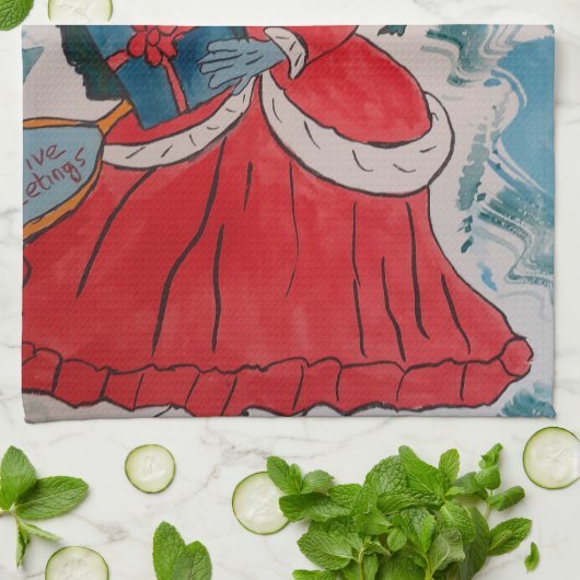 Santa's Helper Kerstmis Theedoek (Gevouwen)