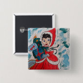 Santa's Helper Kerstmis Vierkante Button 5,1 Cm (Voorkant /achterkant)