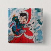 Santa's Helper Kerstmis Vierkante Button 5,1 Cm (Voorkant)