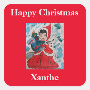 Santa's Helper Kerstmis Vierkante Sticker