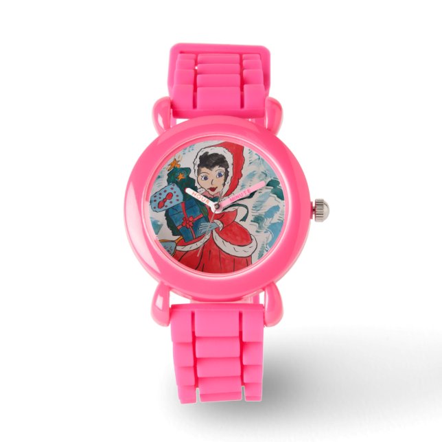 Santa's Helper Kinder Kerstmis Horloge (Voorkant)