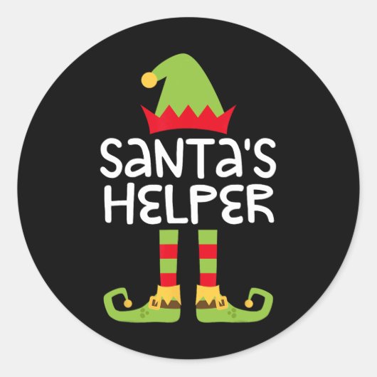 Santa's Helper Matching Kerst Elfen Ronde Sticker (Voorkant)