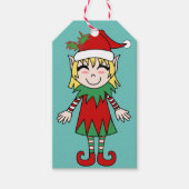 Santa's Helper Meisje Kerst Elf Cadeaulabel (Voorkant)