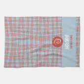 Santa's Helper Modern Blauw & Rood Vakantie Theedoek (Horizontaal)