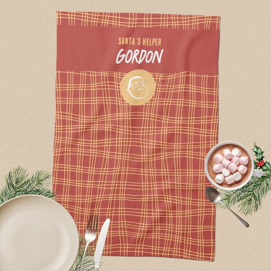 Santa's Helper Red & Apricot Christmas Kitchen Tow Theedoek