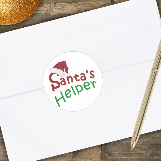 Santa's Helper Rode Pet Typografie Kerst Ronde Sticker