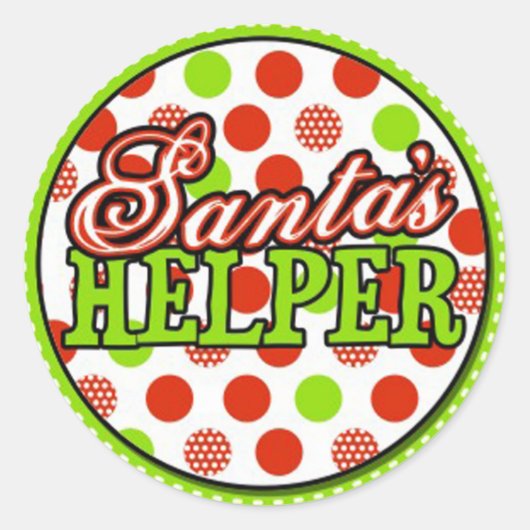 santas helper ronde sticker (Voorkant)