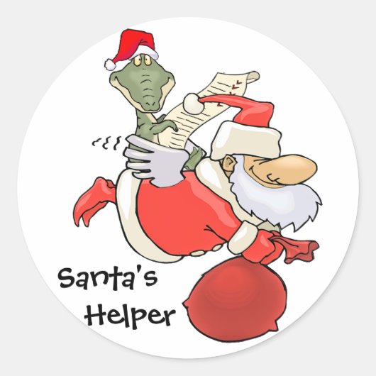 Santa's Helper Ronde Sticker (Voorkant)
