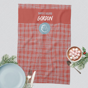 Santa's Helper Rood & Blauw Seizoensgebonden Theedoek