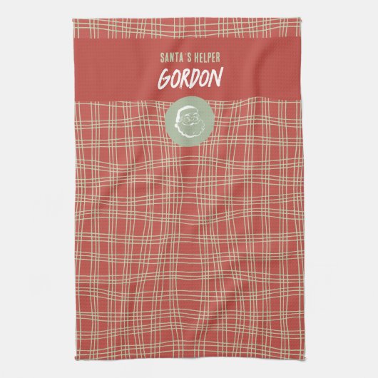 Santa's Helper Rood & Groen Vrolijk Theedoek (Verticaal)