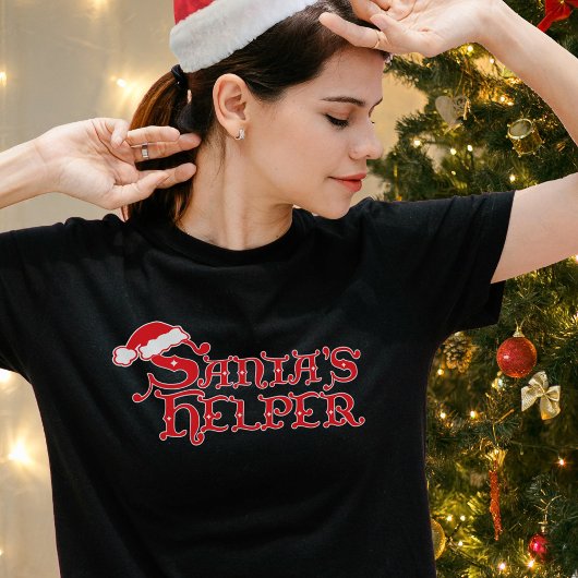 Santa's Helper rood-wit Kerst T-shirt