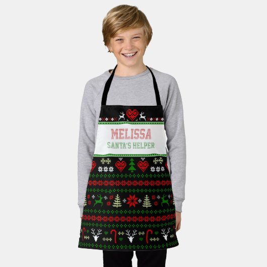 Santa's Helper Ugly kerstSweater SMALL Apron Schort (Gedragen)