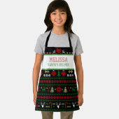 Santa's Helper Ugly kerstSweater SMALL Apron Schort (Insitu)