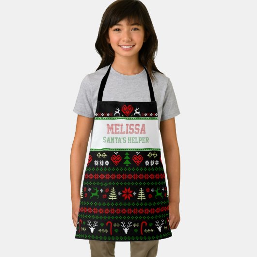 Santa's Helper Ugly kerstSweater SMALL Apron Schort (Insitu)