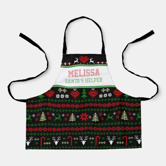 Santa's Helper Ugly kerstSweater SMALL Apron Schort (Voorkant)
