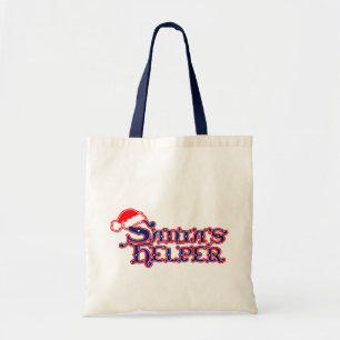 Santa's helperrode blauwe seizoensboodschappentas tote bag