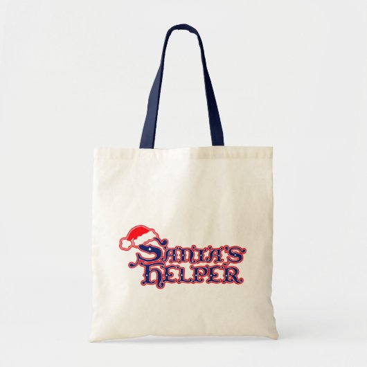 Santa's helperrode blauwe seizoensboodschappentas tote bag (Voorkant)
