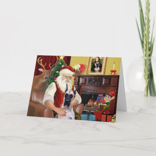 Santa's herten Great Dane Feestdagen Kaart (Voorkant)