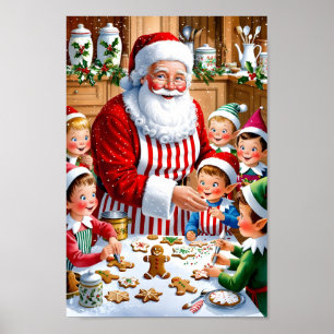 Santa's Holiday Baking Crew Keuken Muur Kunst Poster