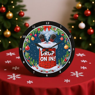 Santa's Holiday Drop-In de schoorsteen Grote Klok