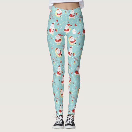 Santa's Holiday Love Pattern Leggings (Voorkant)